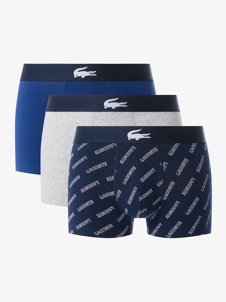 Lacoste Blue Cotton Stretch Boxers 3 Pack - Image 1 of 4