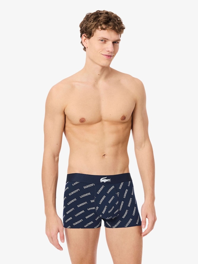 Lacoste Blue Cotton Stretch Boxers 3 Pack - Image 2 of 4
