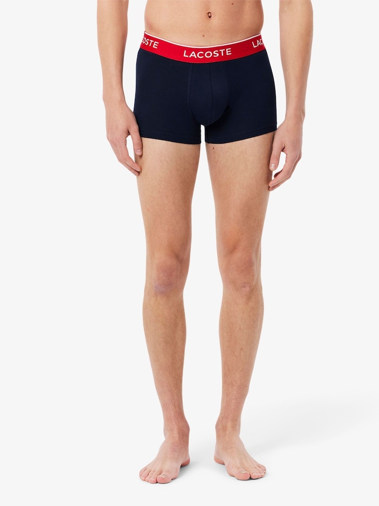 Lacoste Blue Stretch Cotton Trunks 3 Pack - Image 6 of 6 Lacoste Blue Stretch Cotton Trunks 3 Pack - Image 6 of 6