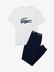 Lacoste Blue Crocodile Print Pyjamas Set - Image 1 of 2