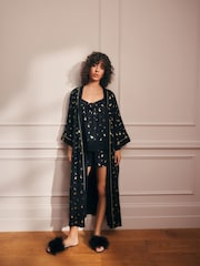 Rockett St George Black/Gold Cherry Satin Robe - Image 4 of 10