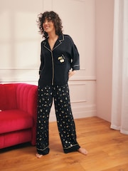 Rockett St George Black and Gold Cherries Satin Button Through Pyjamas - Image 2 of 9