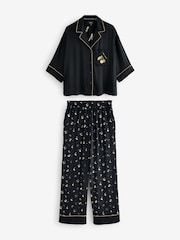 Rockett St George Black and Gold Cherries Satin Button Through Pyjamas - Image 5 of 9