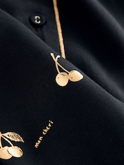 Rockett St George Black and Gold Cherries Satin Button Through Pyjamas - Image 8 of 9