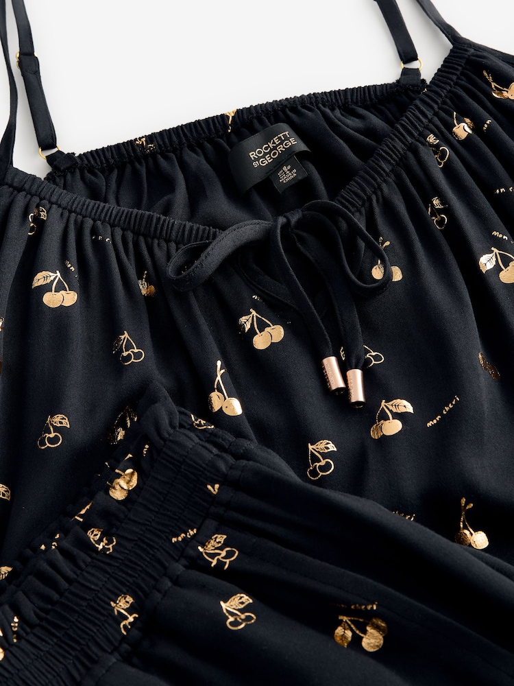 Rockett St George Black/Gold Cherry Cami Pyjamas Shorts Set - Image 15 of 15