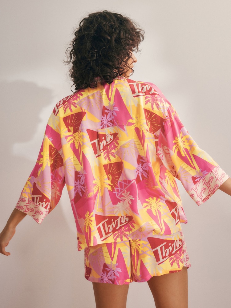 Ensemble pyjama court Rockett St George À boutons Ibiza - Image 3 of 10