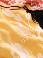 Rockett St George Ochre Yellow Floral Print Embroidered Robe - Image 5 of 6