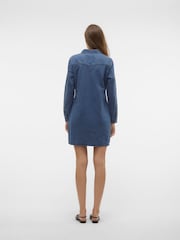VERO MODA Blue Long Sleeve Denim Dress - Image 3 of 4