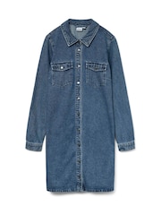VERO MODA Blue Long Sleeve Denim Dress - Image 7 of 9