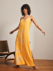 Rockett St George Ochre Yellow Embroidered Slip Dress - Image 2 of 9