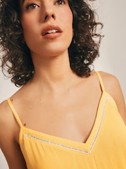 Rockett St George Ochre Yellow Embroidered Slip Dress - Image 8 of 9