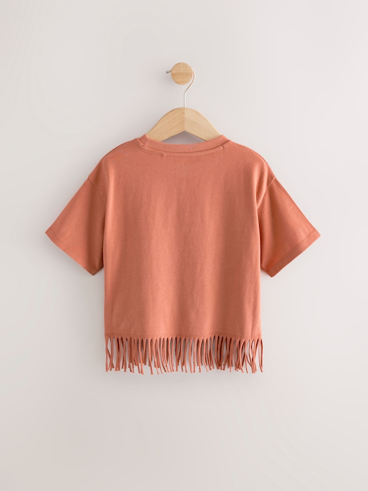 Orange Sequin Sun Fringe 100% Cotton T-Shirt (3-16yrs) - Image 6 of 8