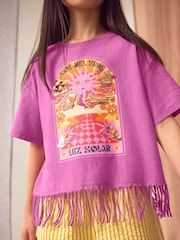 Purple Sequin Butterfly Fringe T-Shirt (3-16yrs) - Image 1 of 8