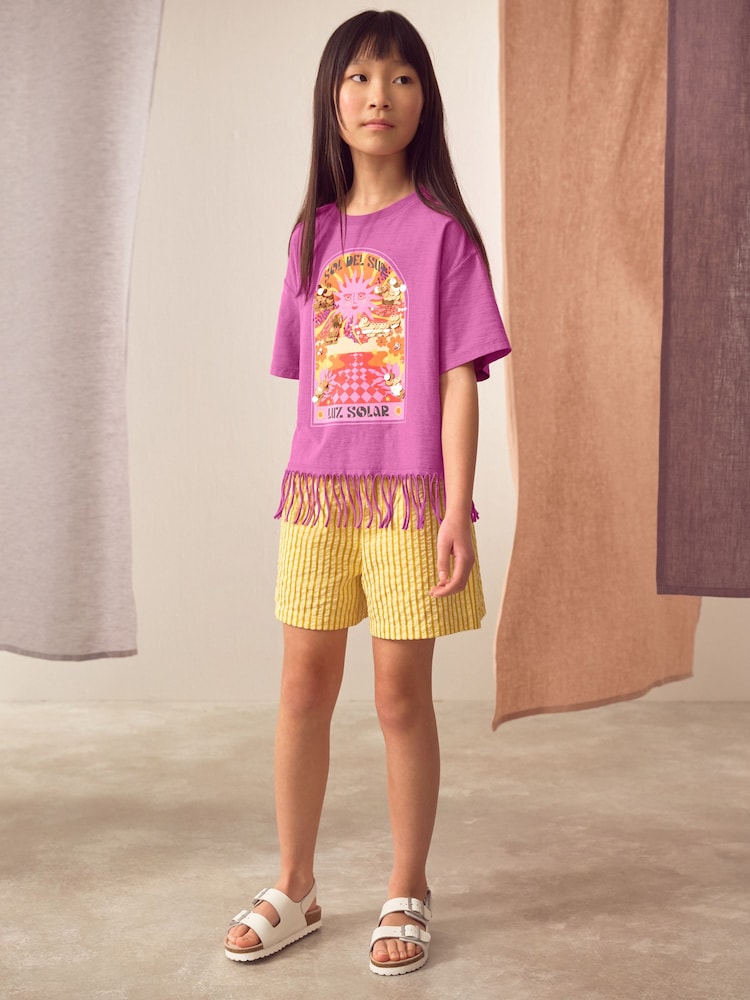 Purple Sequin Butterfly Fringe T-Shirt (3-16yrs) - Image 2 of 8