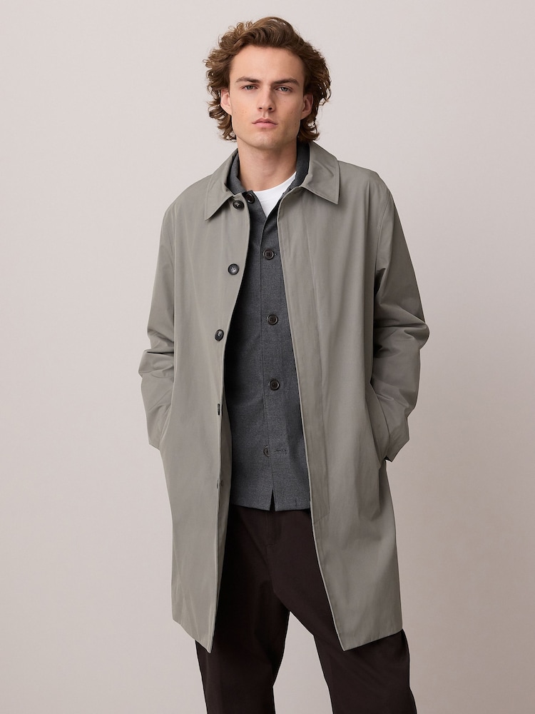 Sage Green Lightweight Shower Resistant Trench Coat - Image 1 of 5