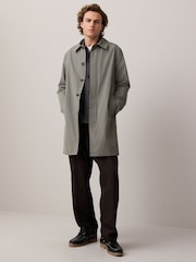 Sage Green Lightweight Shower Resistant Trench Coat - Image 2 of 5
