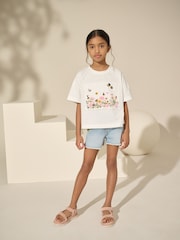 White 100% Cotton Sequin Embroidered Floral Print T-Shirt (3-16yrs) - Image 2 of 4