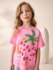 Pink Oversized Sequin Graphic Print T-Shirt (3-16yrs) - Image 2 of 8