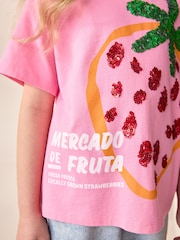 Pink Oversized Sequin Graphic Print T-Shirt (3-16yrs) - Image 4 of 8