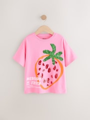 Pink Oversized Sequin Graphic Print T-Shirt (3-16yrs) - Image 5 of 8