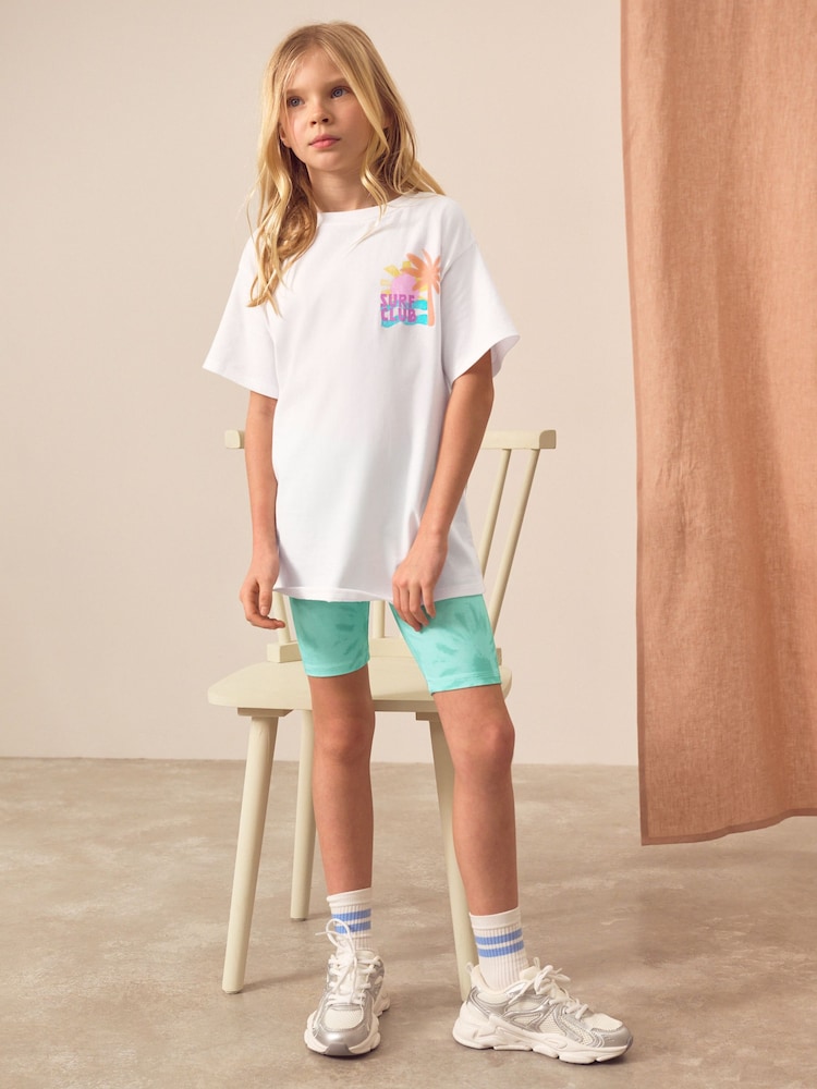 Blue Oversized T-Shirt And Cycle Shorts Top & Shorts Set (3-16yrs) - Image 2 of 9