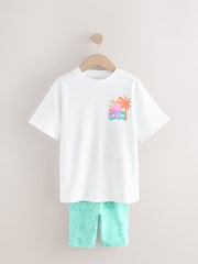 Blue Oversized T-Shirt And Cycle Shorts Top & Shorts Set (3-16yrs) - Image 5 of 9