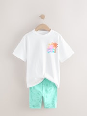 Blue Oversized T-Shirt And Cycle Shorts Top & Shorts Set (3-16yrs) - Image 6 of 9