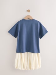 Navy/White Oversized T-Shirt and Bubble 100% Cotton Skirt Set (3-16yrs) - Image 10 of 12