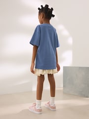 Navy/White Oversized T-Shirt and Bubble 100% Cotton Skirt Set (3-16yrs) - Image 4 of 12