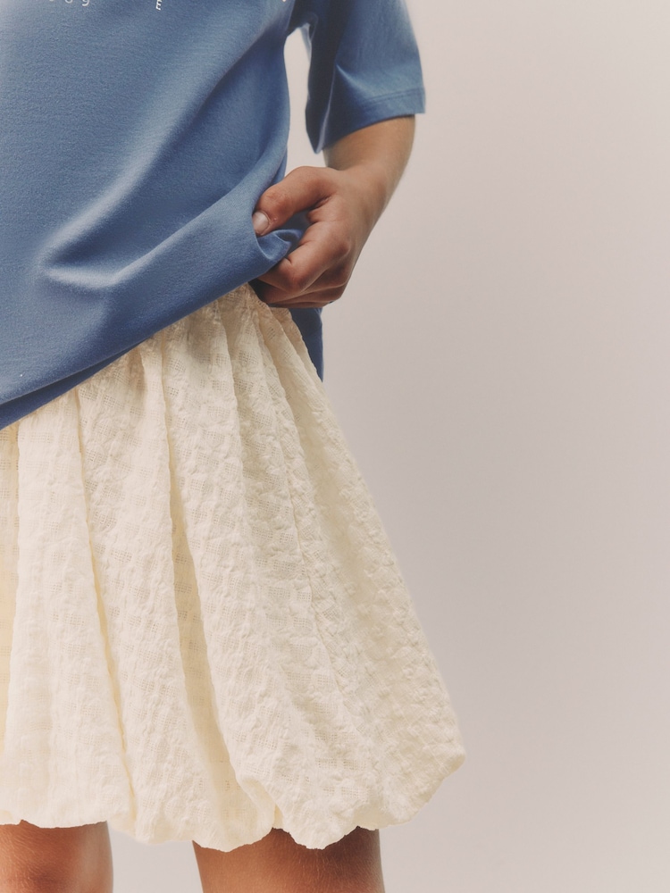 Navy/White Oversized T-Shirt and Bubble 100% Cotton Skirt Set (3-16yrs) - Image 7 of 12