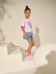 Pink/Blue Sequin Heart Fringe T-Shirt (3-16yrs) - Image 4 of 4