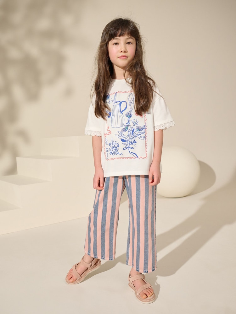 White Floral Graphic 100% Cotton T-Shirt (3-16yrs) - Image 2 of 8 White Floral Graphic 100% Cotton T-Shirt (3-16yrs) - Image 2 of 8