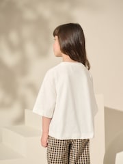 Cream 100% Cotton Pretty Embroidered Graphic T-Shirt (3-16yrs) - Image 3 of 4