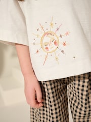 Cream 100% Cotton Pretty Embroidered Graphic T-Shirt (3-16yrs) - Image 4 of 4