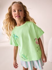Lime Green Oversized Sequin Graphic Print T-Shirt (3-16yrs) - Image 1 of 9