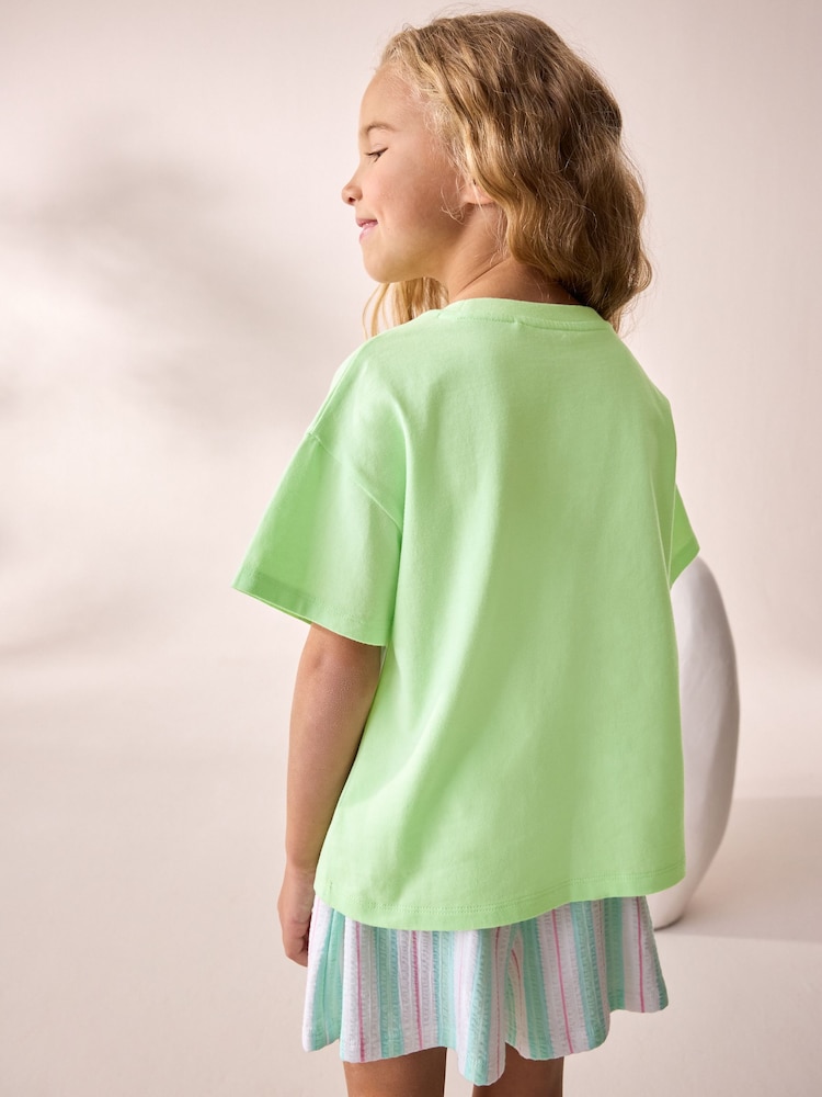 Lime Green Oversized Sequin Graphic Print T-Shirt (3-16yrs) - Image 2 of 9