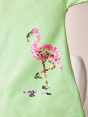 Lime Green Oversized Sequin Graphic Print T-Shirt (3-16yrs) - Image 5 of 9