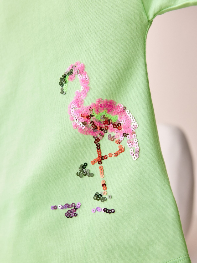Lime Green Oversized Sequin Graphic Print T-Shirt (3-16yrs) - Image 5 of 9