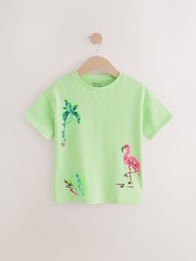 Lime Green Oversized Sequin Graphic Print T-Shirt (3-16yrs) - Image 6 of 9
