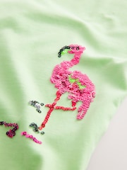 Lime Green Oversized Sequin Graphic Print T-Shirt (3-16yrs) - Image 9 of 9