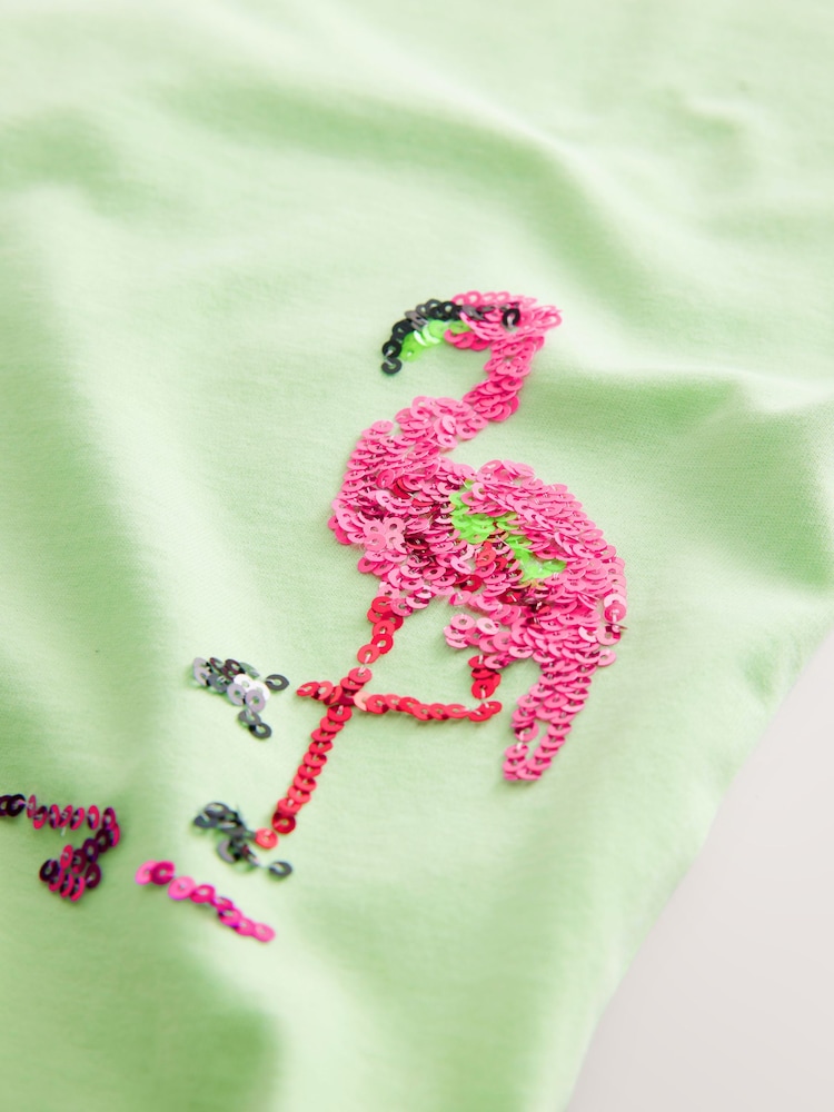 Lime Green Oversized Sequin Graphic Print T-Shirt (3-16yrs) - Image 9 of 9