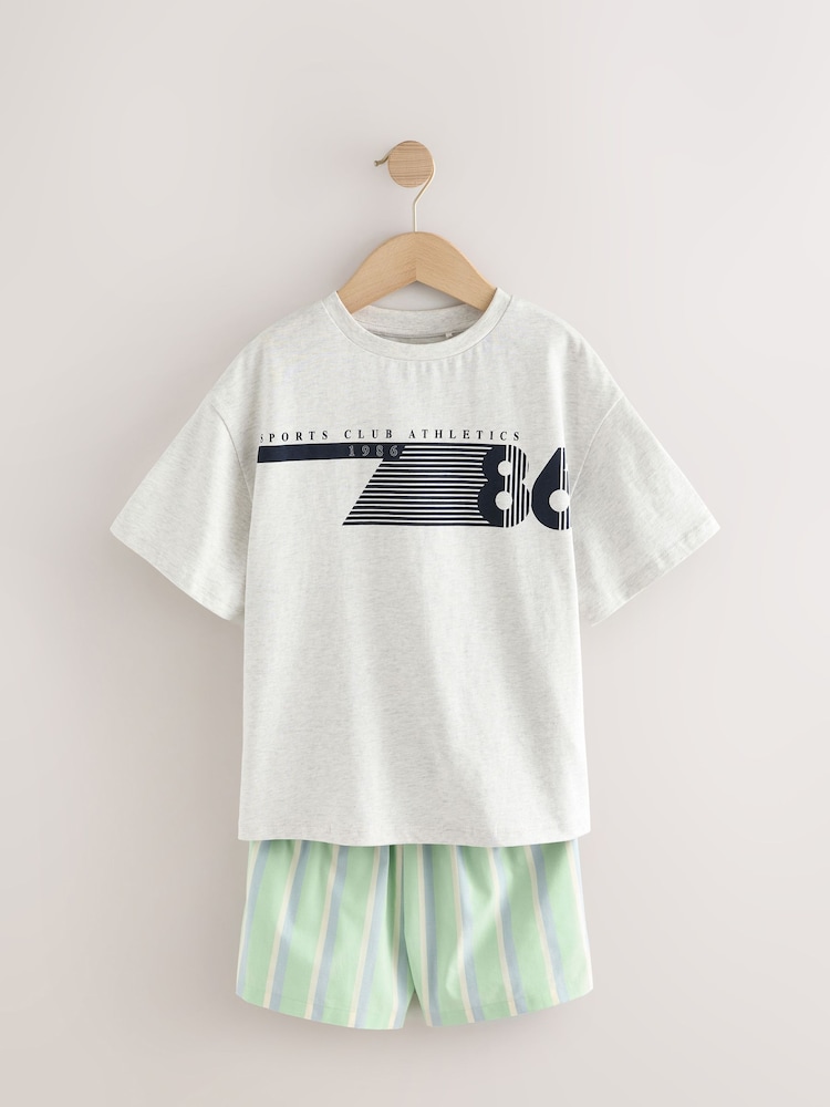 Grey Sports Oversized 100% Cotton Graphic T-Shirt & Woven Shorts (3-16yrs) - Image 5 of 9