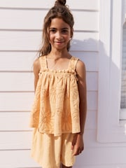 Yellow Floral Embroidered Vest & Shorts Set (3-16yrs) - Image 1 of 7