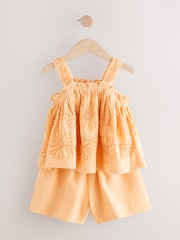 Yellow Floral Embroidered Vest & Shorts Set (3-16yrs) - Image 4 of 7