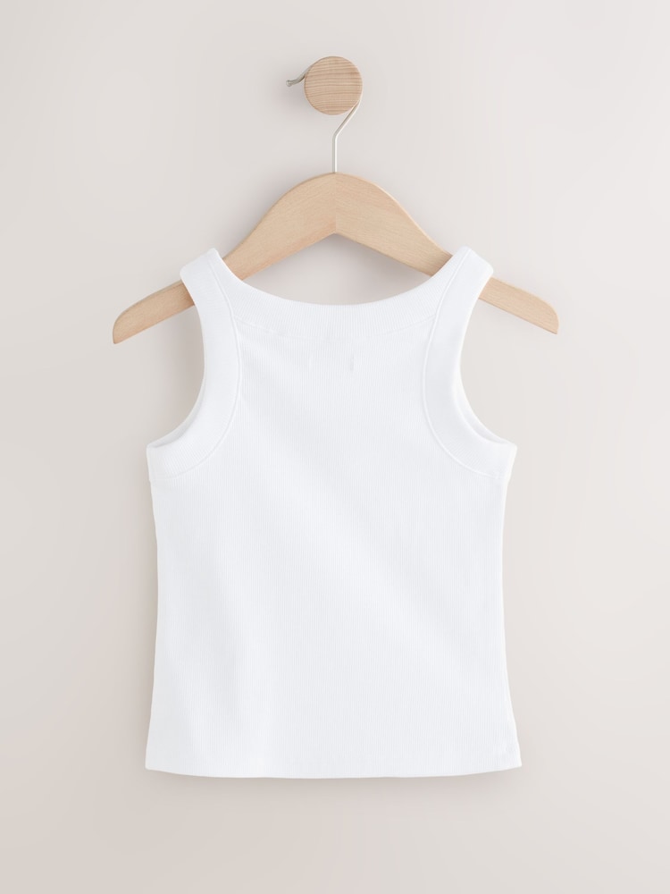 White Floral Crochet Rib Vest (3-16yrs) - Image 2 of 4
