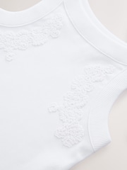 White Floral Crochet Rib Vest (3-16yrs) - Image 3 of 4