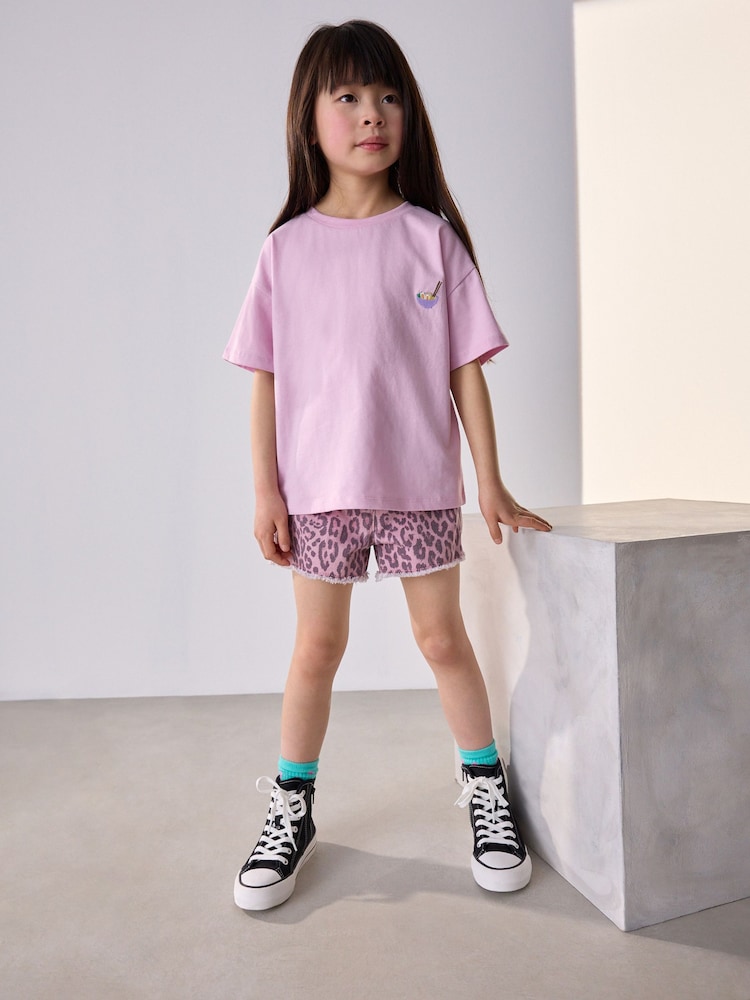 Purple/Green 100% Cotton Motif T-Shirts 3 Pack (3-16yrs) - Image 3 of 11