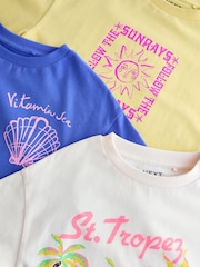 Yellow/Blue Beach Print Oversized T-Shirts 3 Pack (3-16yrs) - Image 6 of 7