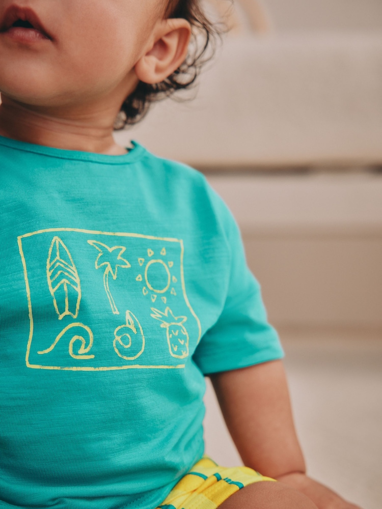 Green/Yellow Baby T-Shirt and Shorts Set - Image 3 of 14