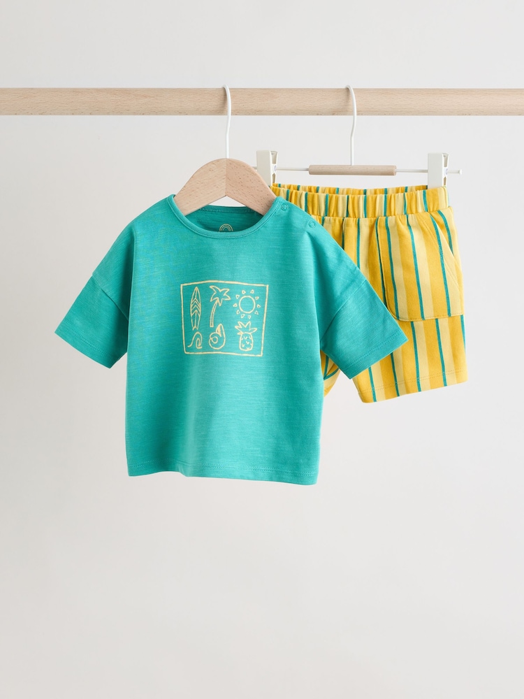 Green/Yellow Baby T-Shirt and Shorts Set - Image 4 of 14